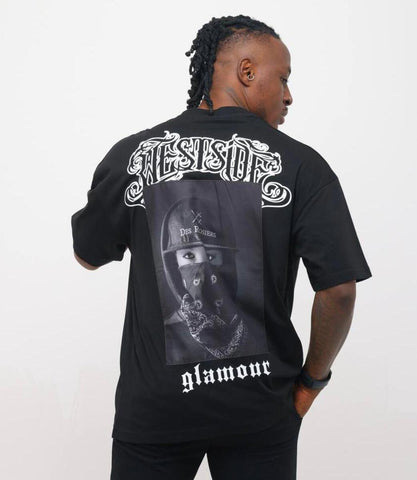 Men Black GLAMOUR Tshirt