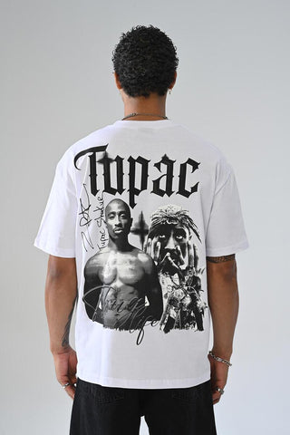 Men White 2Pac Thug Life World Wide Tshirt