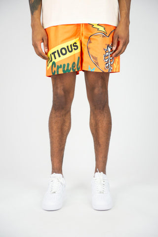 MEN ORANGE HEARTLESS BOARD SHORTS