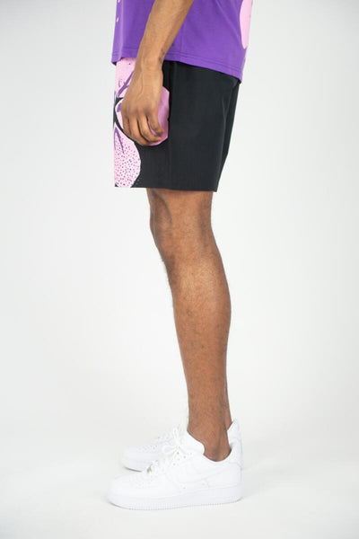 MEN BLACK/ PURPLE FLORAL BOARD SHORTS