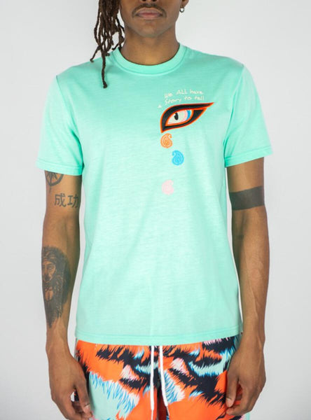 MEN TEAL MULTI TIGERS GRAPHIC TEE