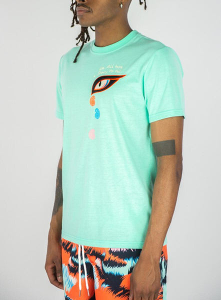 MEN TEAL MULTI TIGERS GRAPHIC TEE