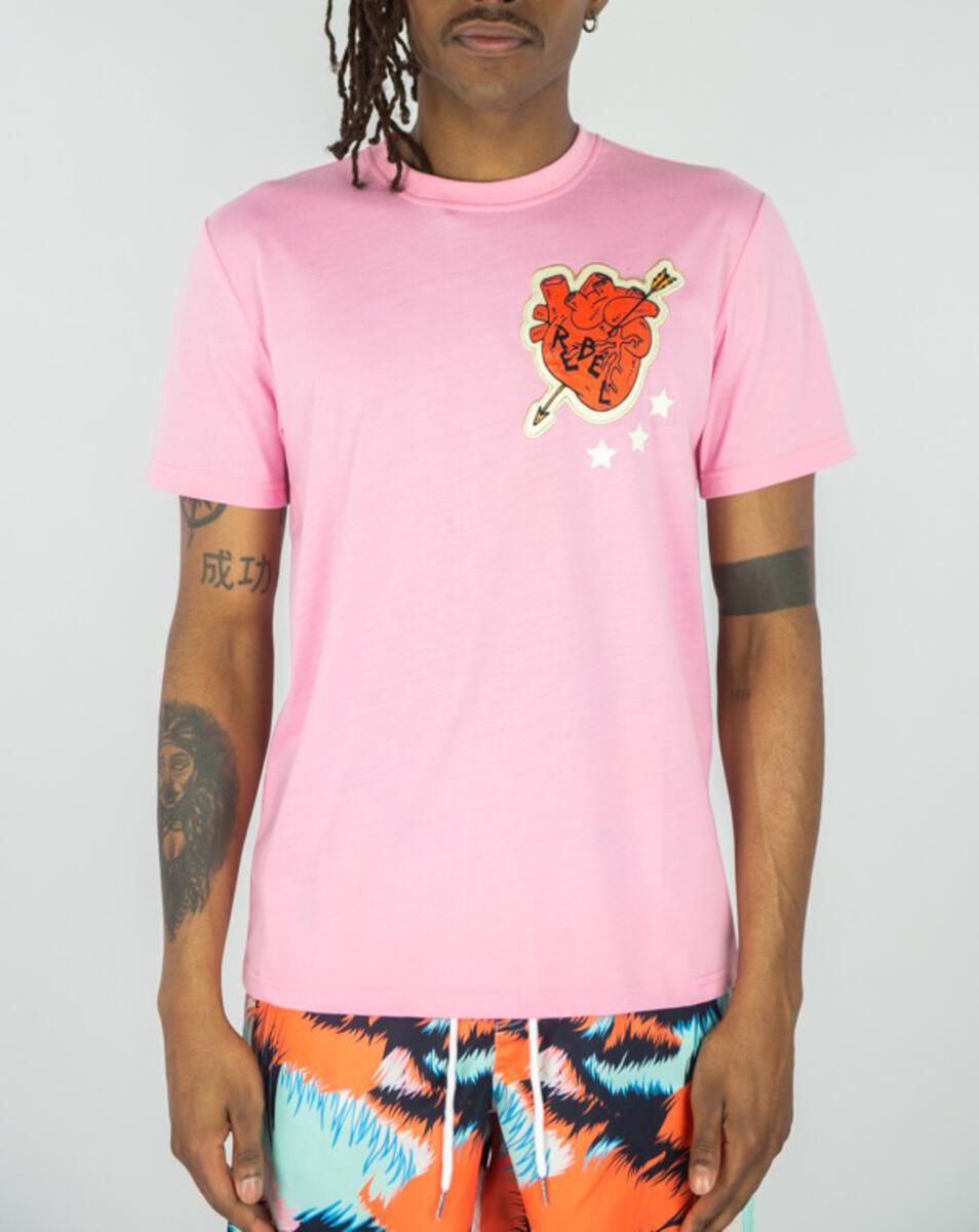 MEN PINK REBEL ROMANCE TIGER PATCH TEE