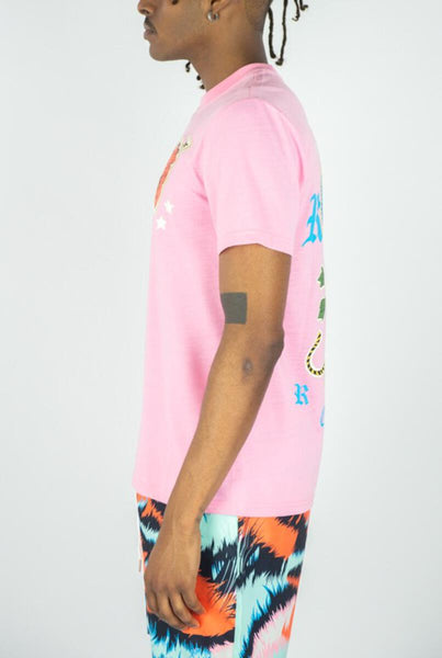 MEN PINK REBEL ROMANCE TIGER PATCH TEE