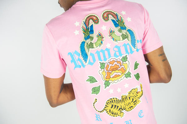 MEN PINK REBEL ROMANCE TIGER PATCH TEE