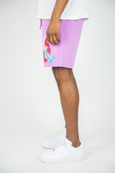 MEN PURPLE BIG & TALL MUSIC FLY FLEECE SHORTS