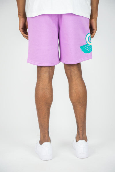 MEN PURPLE BIG & TALL MUSIC FLY FLEECE SHORTS