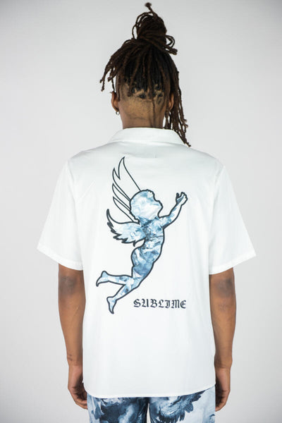 MEN WHITE PEACE ANGEL WOVEN SHIRTS