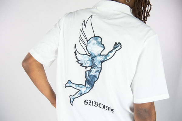 MEN WHITE PEACE ANGEL WOVEN SHIRTS