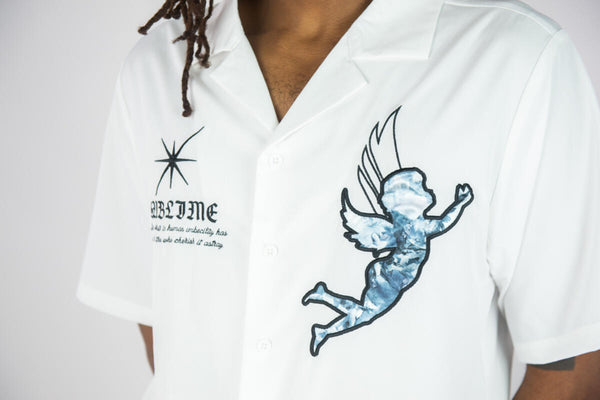 MEN WHITE PEACE ANGEL WOVEN SHIRTS