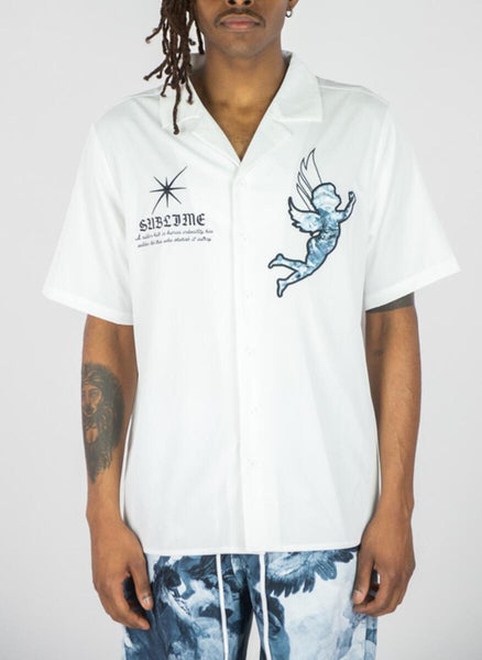 MEN WHITE PEACE ANGEL WOVEN SHIRTS