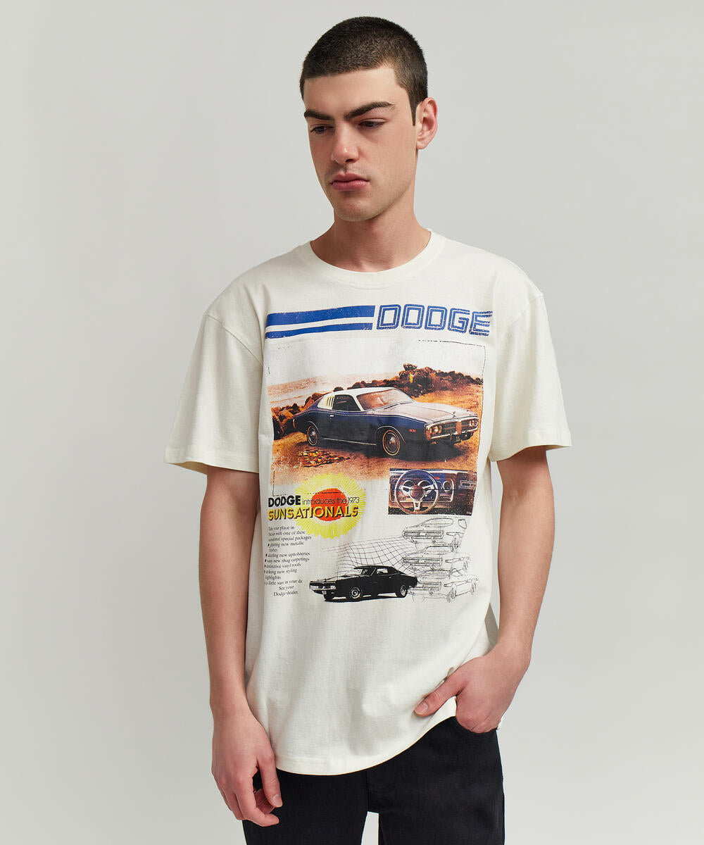 Men Natural Reason Brand Dodge Retro Tee