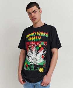 Men Black Reason Brand Good Vibes Only Tee