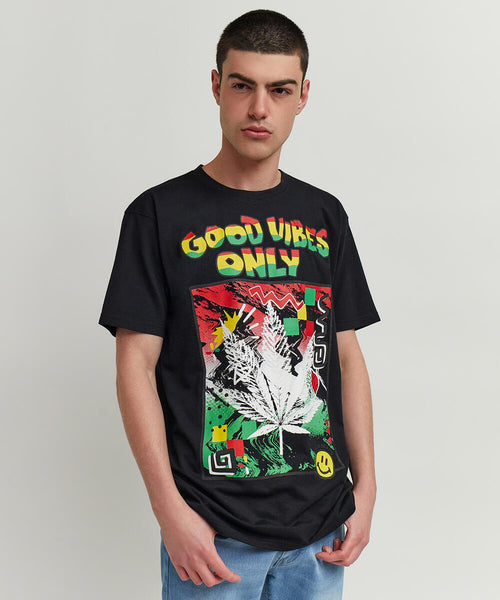 Men Black Reason Brand Good Vibes Only Tee