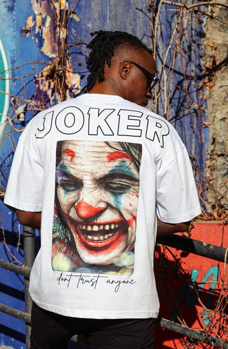 Men White Evil Face Joker Tshirt