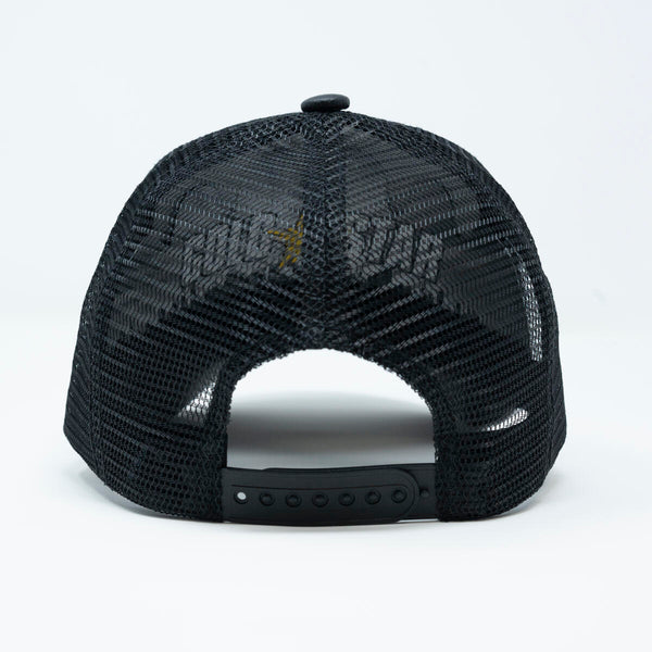 Leather Goat Black trucker hat