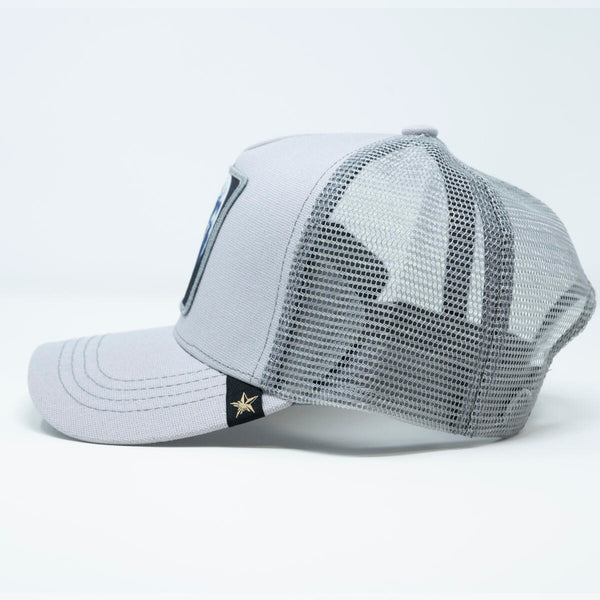 Gray Moon Wolf trucker hat