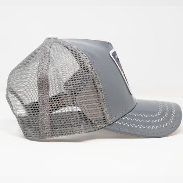 Men Gold Star trucker hat Grey bull