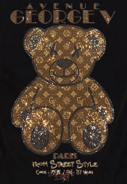 Men Black George V Rhinestone Brown Teddy Bear