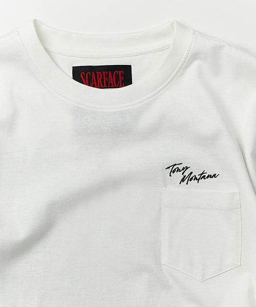 Men White Reason Brand Scarface Pocket Tee