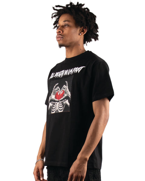 MEN'S MAJESTIK BLACK TILL DEATH DO US PART TAPESTRY PATCH TEE