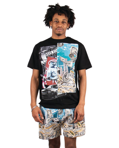 MEN'S MAJESTIK BLACK RACK CITY HEAVY TAPESTRY PATCH TEE