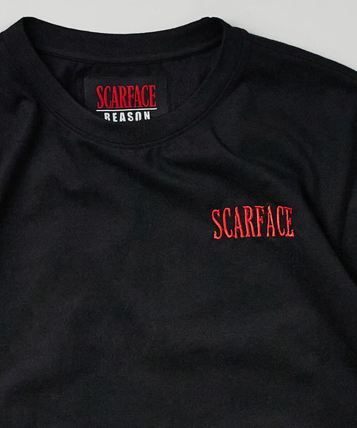 Men Black Reason Brand Scarface Chest Print Tee