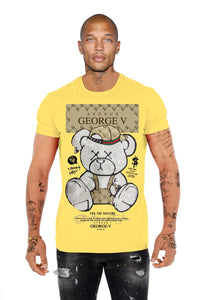 Men Yellow George V Rhinestone Silver Teddy Bear