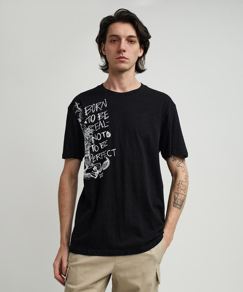 Men Black Reason Brand Luca Tee