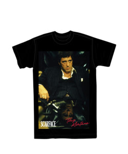 Men Black Reason Brand Scarface Tony Montana Portrait Tee