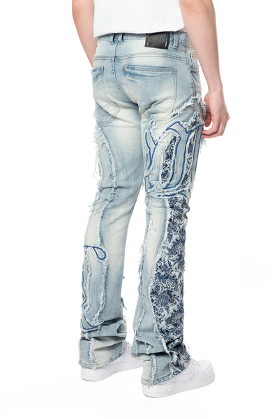 MEN MONTAUK BL TAPESTRY PANEL MONOGRAM JEANS