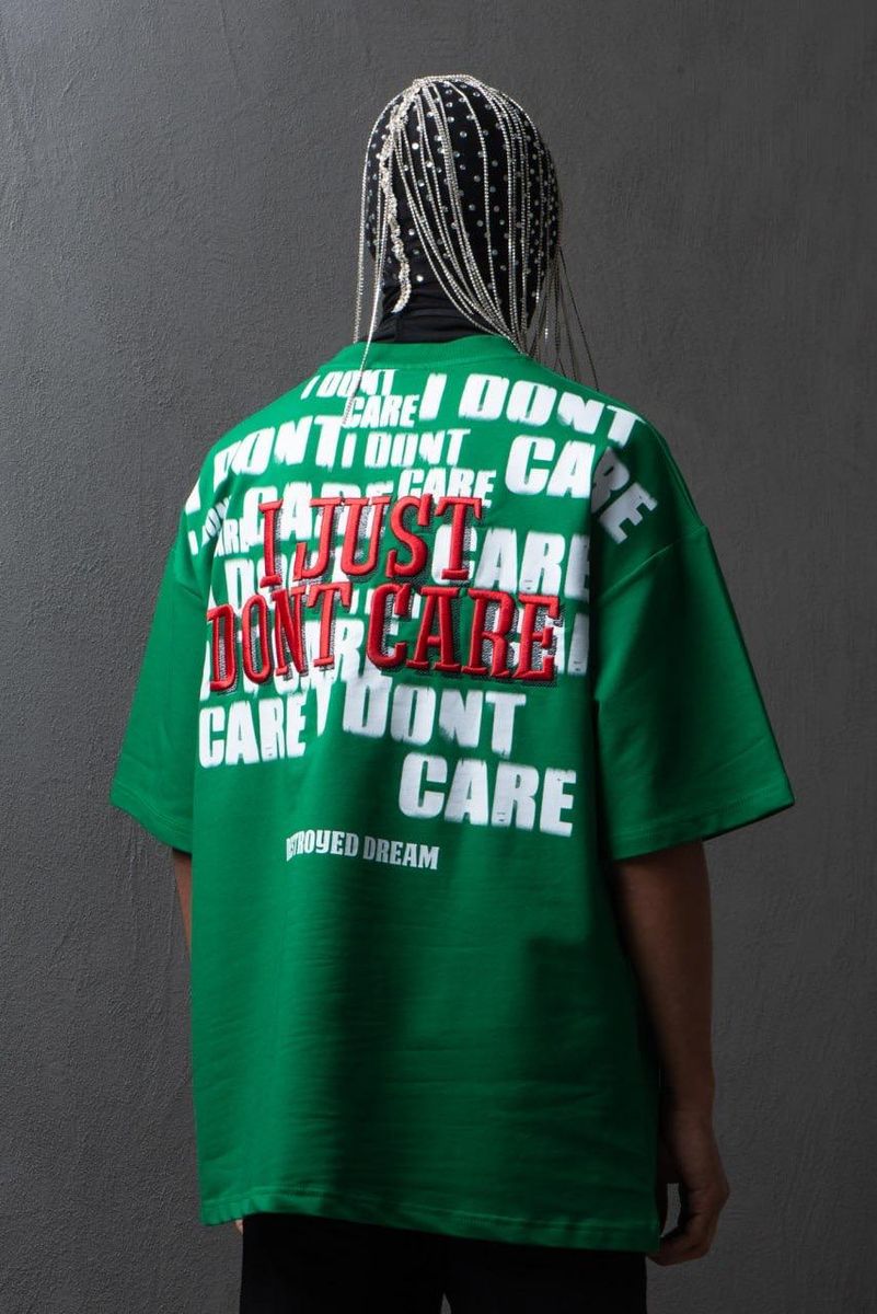 MEN GREEN I JUST DON'T CARE TEE