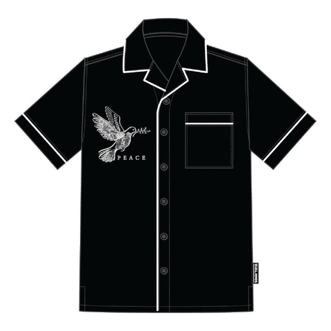 MEN BLACK PEACE PIPING WOVEN SHIRTS