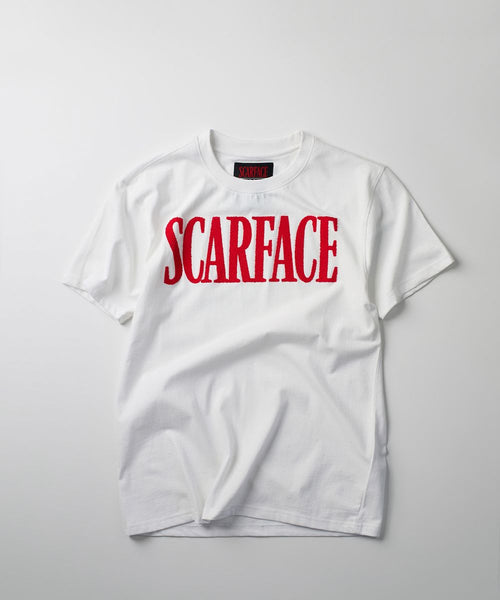 Men White & Red Sugar Print Reason Brand Scarface Tee Shirt