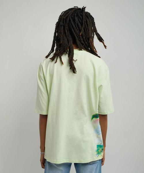 Men Olive Green Reason Brand Luckier We Become Tee - Oversized