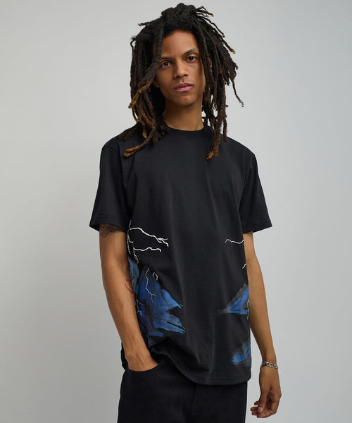 Men Black Reason Brand Trust No One Box Tee - Oversized