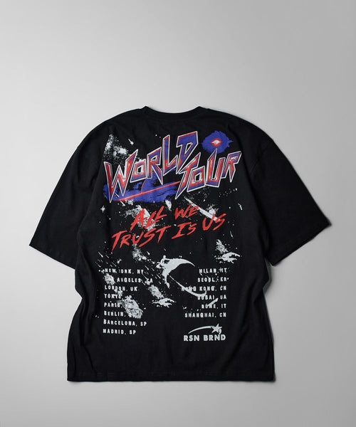 Men Black Reason Brand Stay True World Tour Tee - Oversized