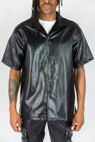 MEN BLACK CROC PU SHIRTS