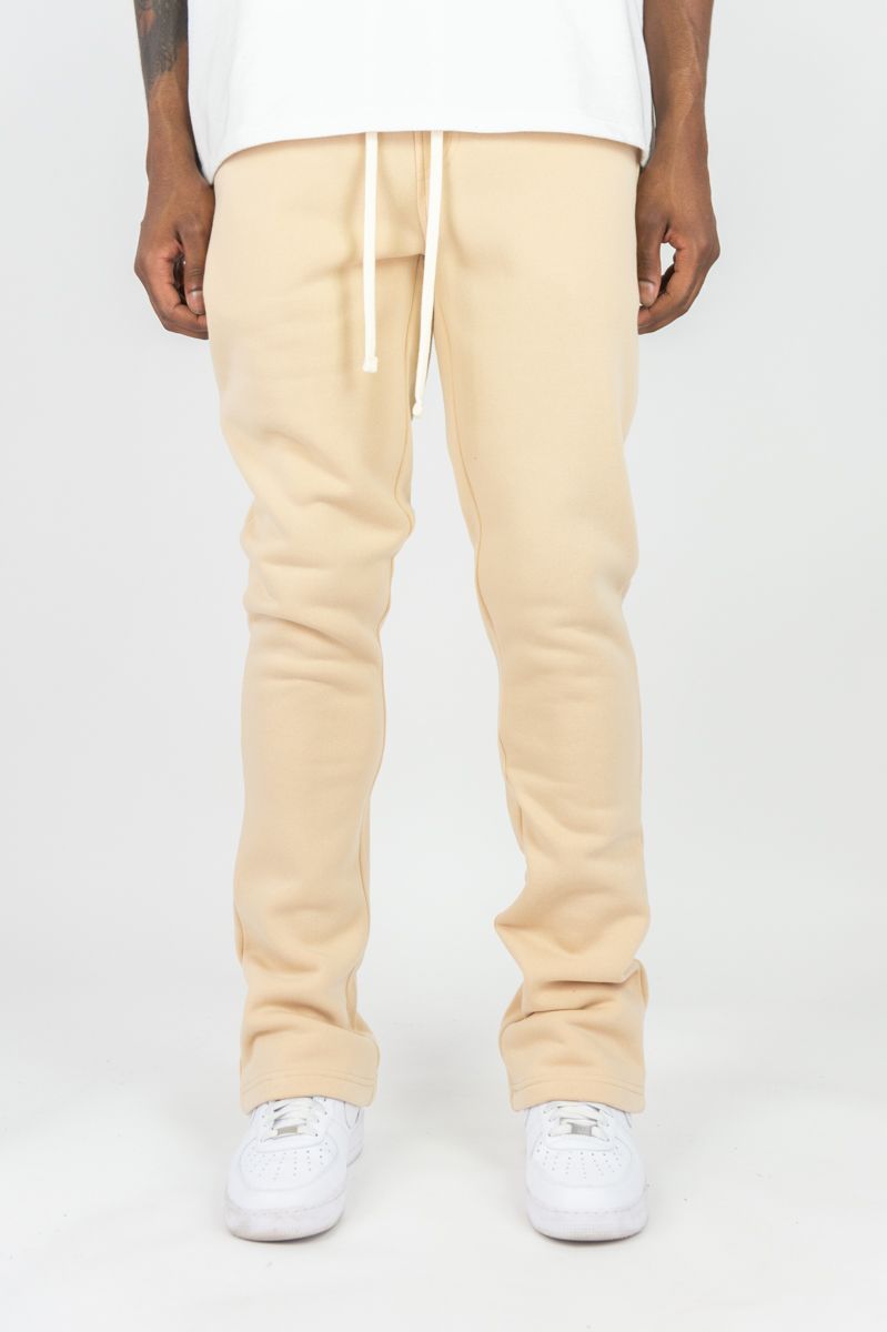 MEN KHAKI STACKED FLEECE PANTS