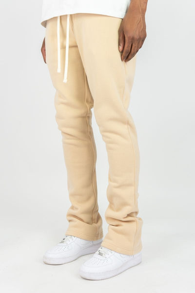 MEN KHAKI STACKED FLEECE PANTS