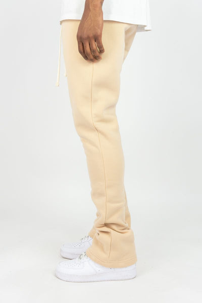 MEN KHAKI STACKED FLEECE PANTS