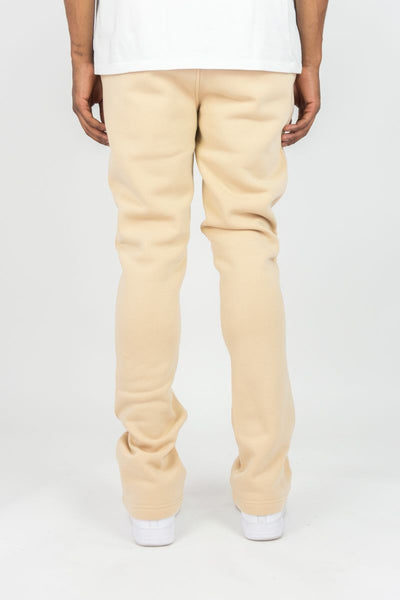 MEN KHAKI STACKED FLEECE PANTS