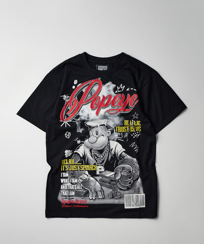 Men Black Reason Brand Popeye Boss Tee