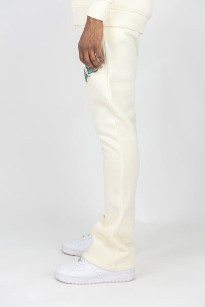 BIG MEN CREAM NEVER FOLD FLEECE STACKED PANTS