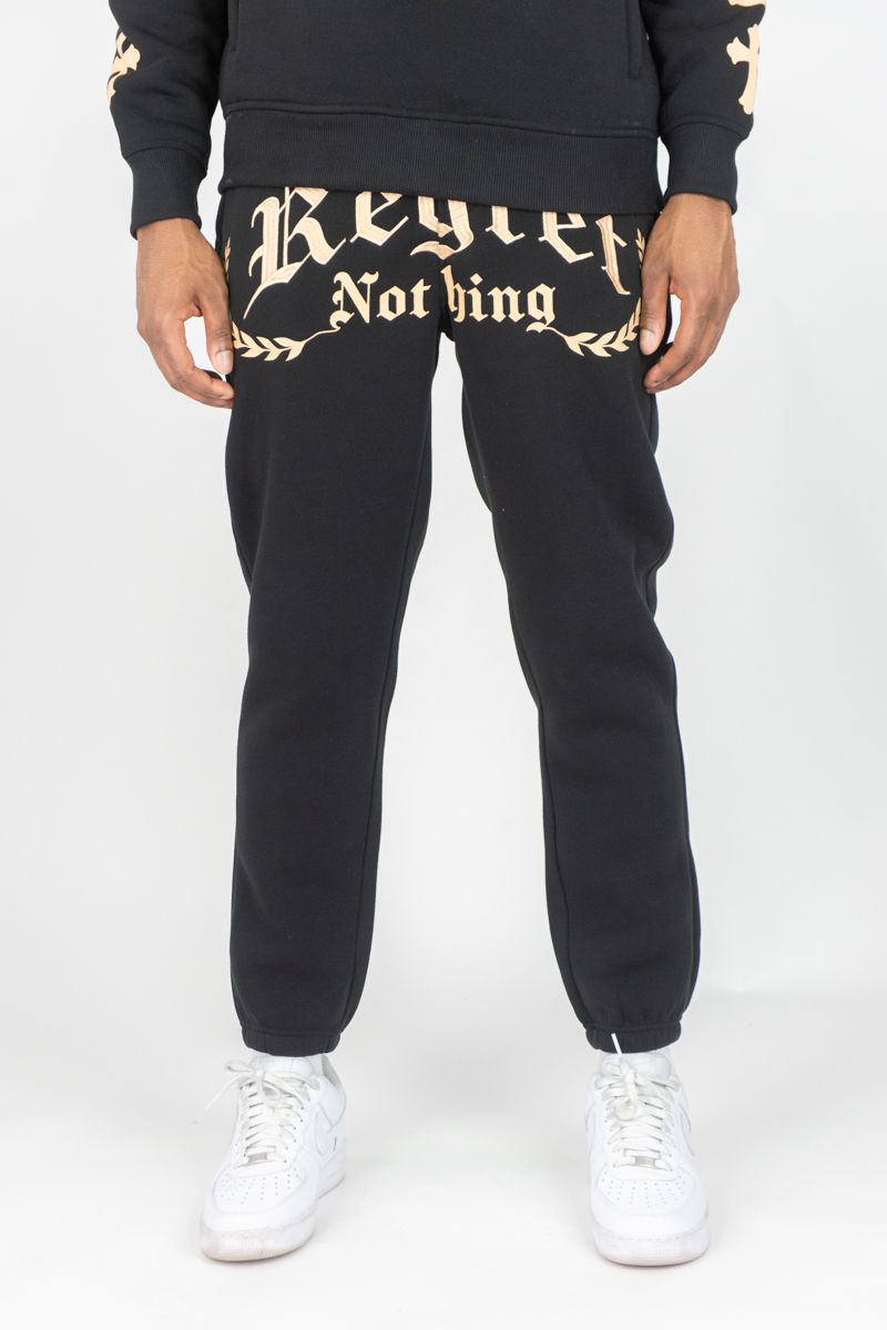 BIG MEN BLACK REGRET NOTHING FLEECE SWEATPANTS