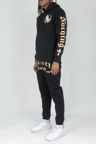 BIG MEN BLACK REGRET NOTHING FLEECE SWEATPANTS