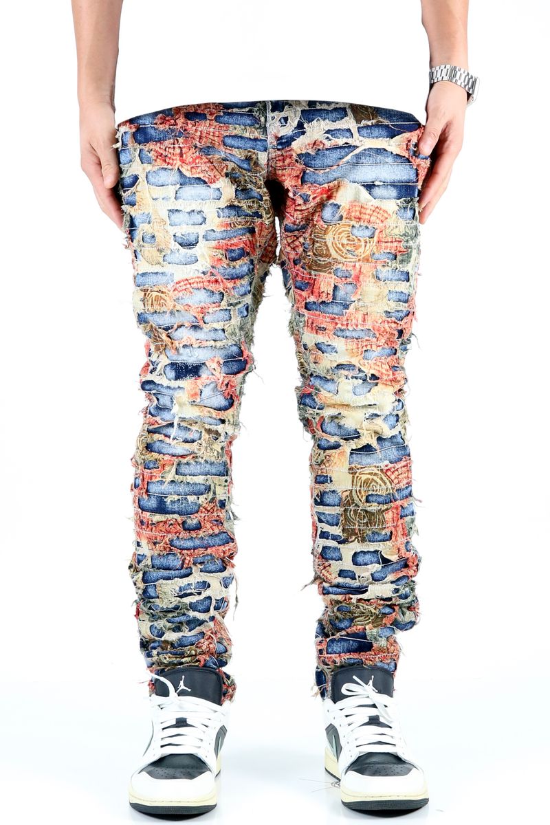 Men ARIUM(ORANGE FLORAL) Slim Fit Jeans