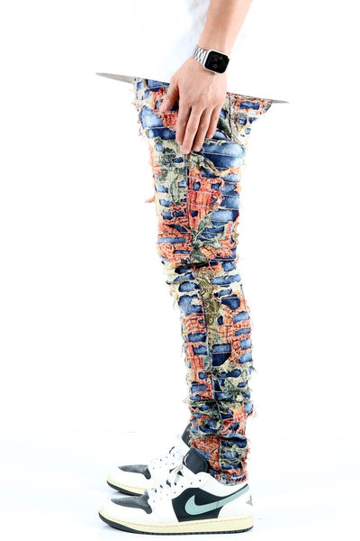 Men ARIUM(ORANGE FLORAL) Slim Fit Jeans