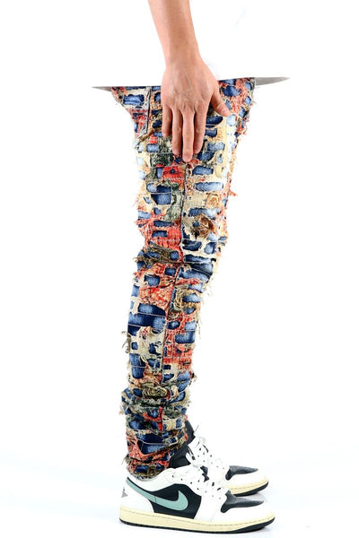 Men ARIUM(ORANGE FLORAL) Slim Fit Jeans