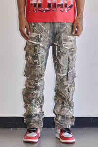 MEN CAMOFLAGE UTILITY CARGO MULTI DENIM PANTS